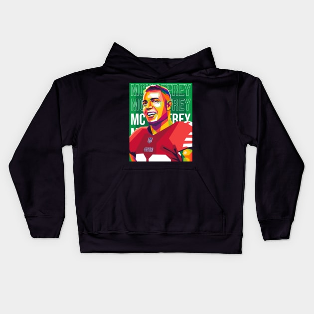 Christian McCaffrey Kids Hoodie by cool pop art house